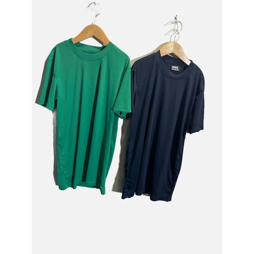 QBK Athletic T-Shirt Kids XL 14-16 Green Navy Blue 2-Pack Sport Performance Tee